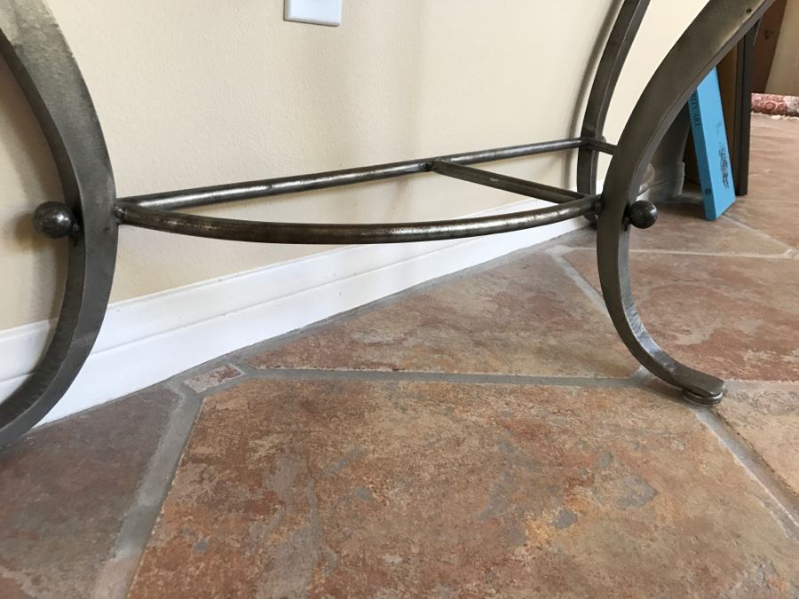 Wrought Iron Hall Console Table With Marble Piece Top 4'1' X 16'D X 32'H [Photo 9]