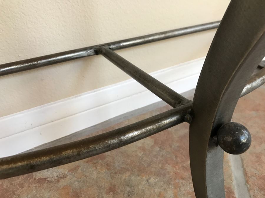 Wrought Iron Hall Console Table With Marble Piece Top 4'1' X 16'D X 32'H [Photo 10]