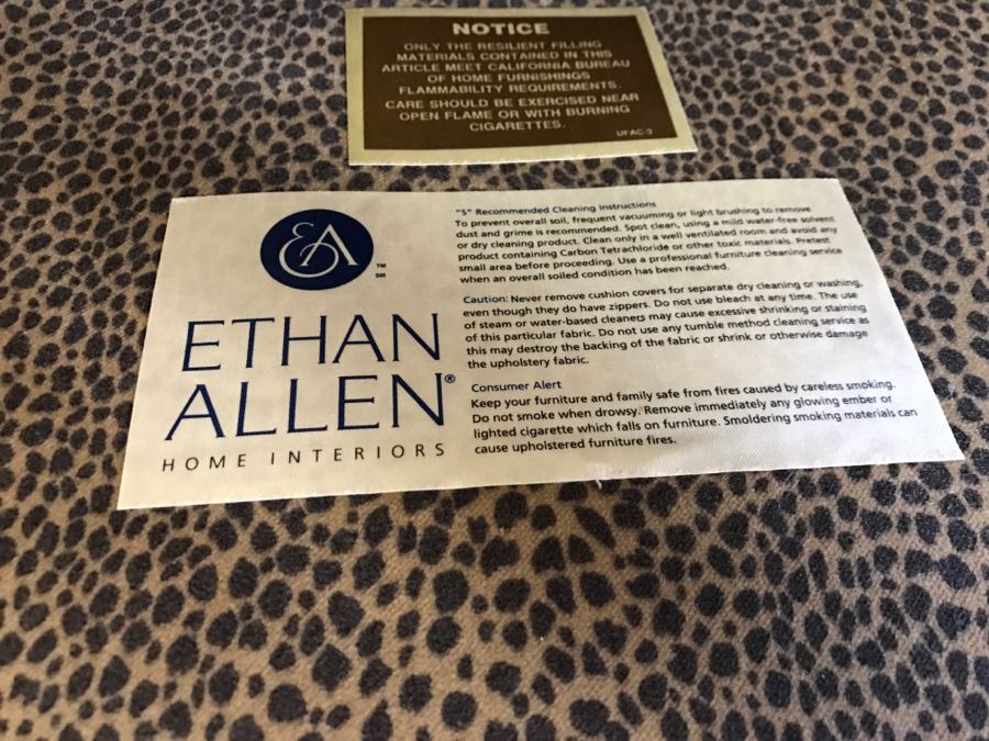 Pair Of Wooden Designer Ethan Allen Armchairs With Leopard Pattern Seat Cushions [Photo 16]