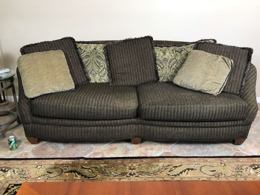 Curved Back Sofa With Throw Pillows 93'W X 45'H X 34'H [Photo 4]