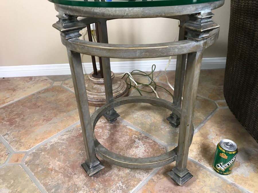 Round Wrought Iron Glass Top Side Table 20'R X 24'H [Photo 4]