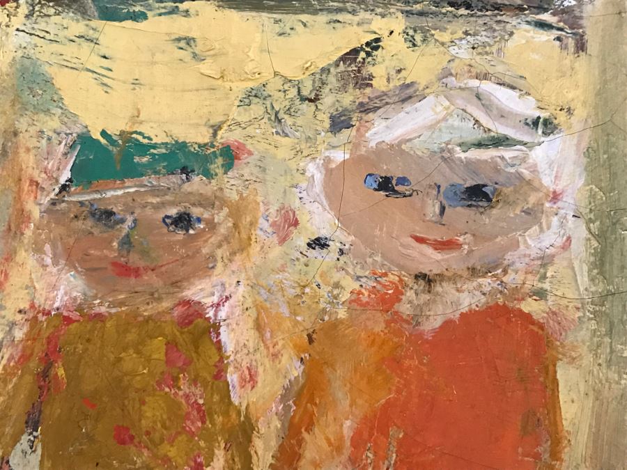 Original Modernist Mid-Century Oil Painting By Eleanor Coen (1916-2010) Titled 'White Fence' From Fairweather Hardin Gallery Chicago, Ill [Photo 12]