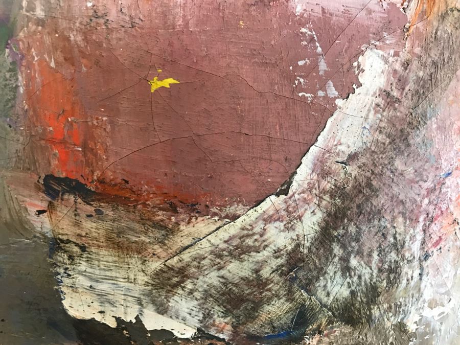 Original Modernist Mid-Century Oil Painting By Eleanor Coen (1916-2010) Titled 'White Fence' From Fairweather Hardin Gallery Chicago, Ill [Photo 21]