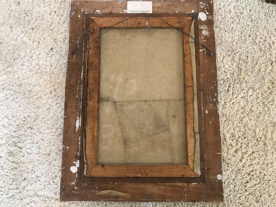 Original Modernist Mid-Century Oil Painting By Eleanor Coen (1916-2010) Titled 'White Fence' From Fairweather Hardin Gallery Chicago, Ill [Photo 15]