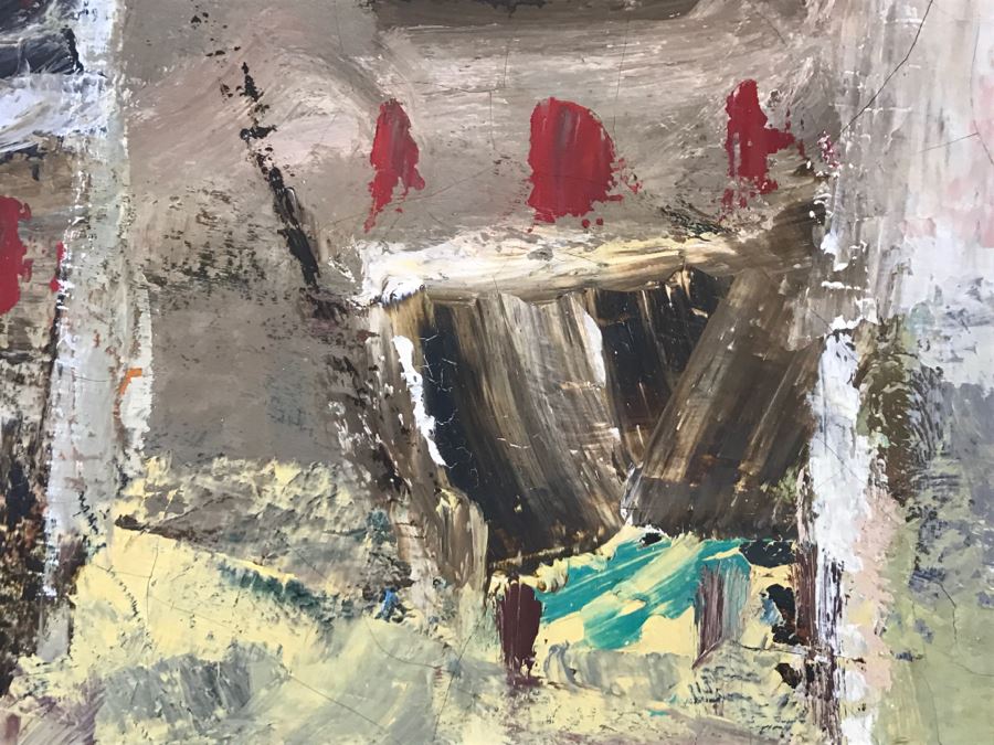 Original Modernist Mid-Century Oil Painting By Eleanor Coen (1916-2010) Titled 'White Fence' From Fairweather Hardin Gallery Chicago, Ill [Photo 14]