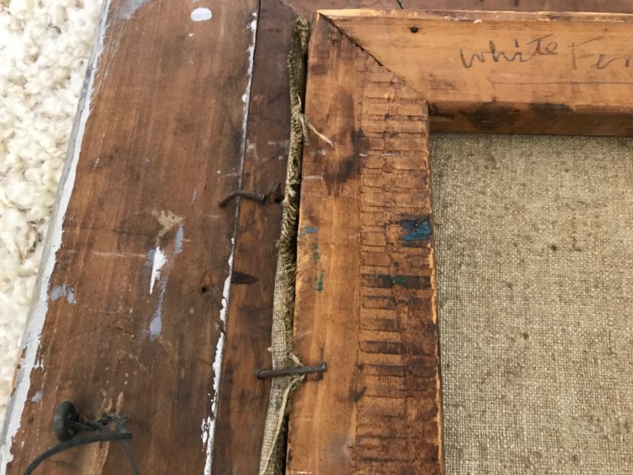 Original Modernist Mid-Century Oil Painting By Eleanor Coen (1916-2010) Titled 'White Fence' From Fairweather Hardin Gallery Chicago, Ill [Photo 19]