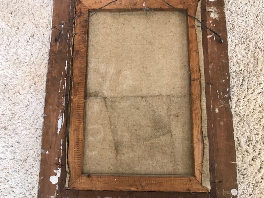 Original Modernist Mid-Century Oil Painting By Eleanor Coen (1916-2010) Titled 'White Fence' From Fairweather Hardin Gallery Chicago, Ill [Photo 16]