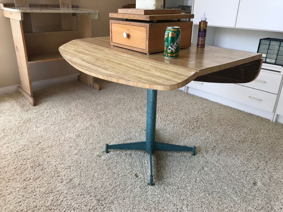 Nice Modern Cast Iron Base Table (Could Use New Top) 27'H [Photo 1]