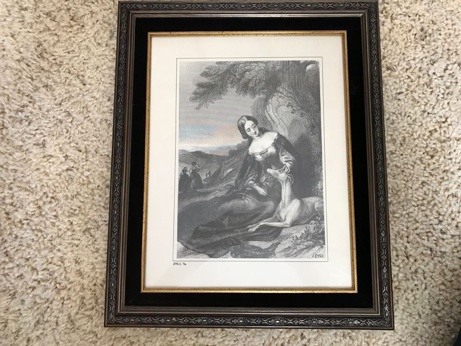 Framed Print Of Woman With Dog 14' X 17' [Photo 1]