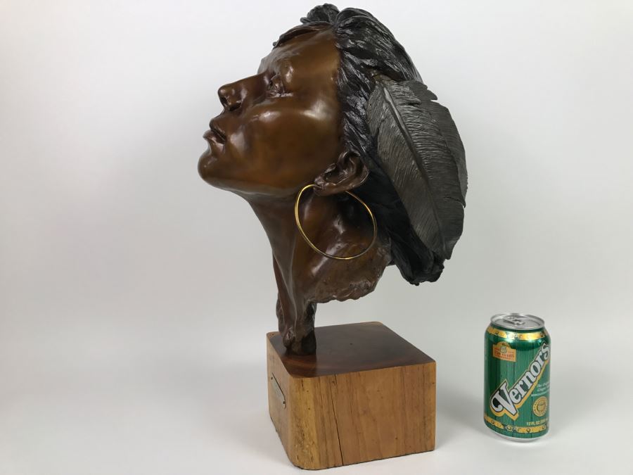 Limited Edition Bronze Bust Titled 'Trail Of Tears' Depicting Native American Woman Crying By Artist Renée 1 Of 20 Vintage 1985 [Photo 8]