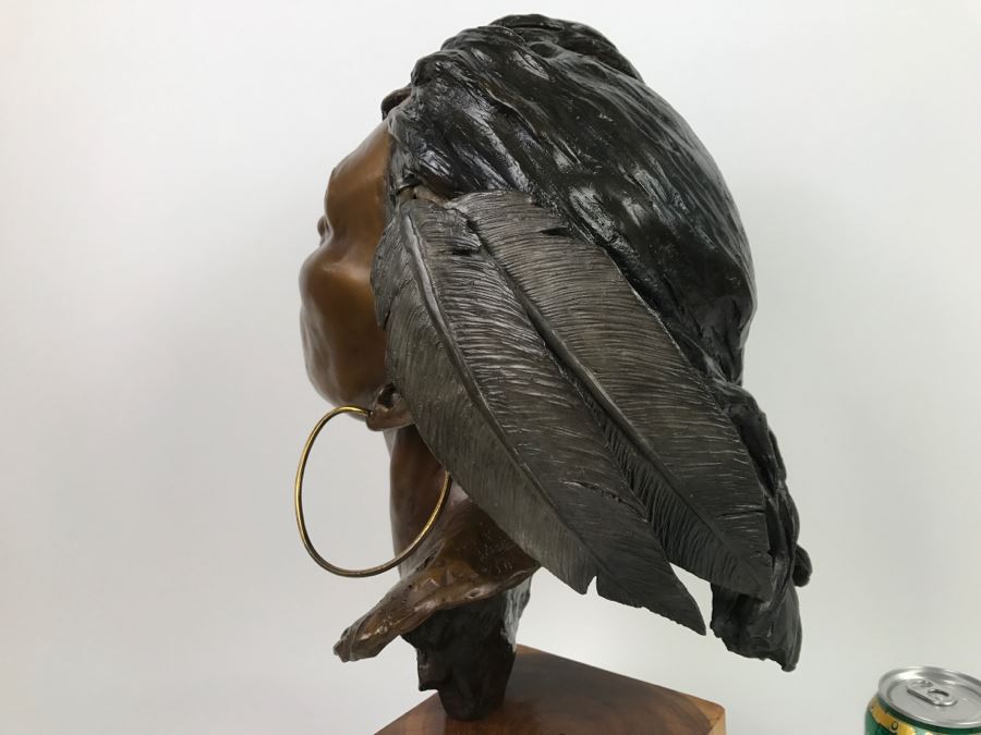 Limited Edition Bronze Bust Titled 'Trail Of Tears' Depicting Native American Woman Crying By Artist Renée 1 Of 20 Vintage 1985 [Photo 11]