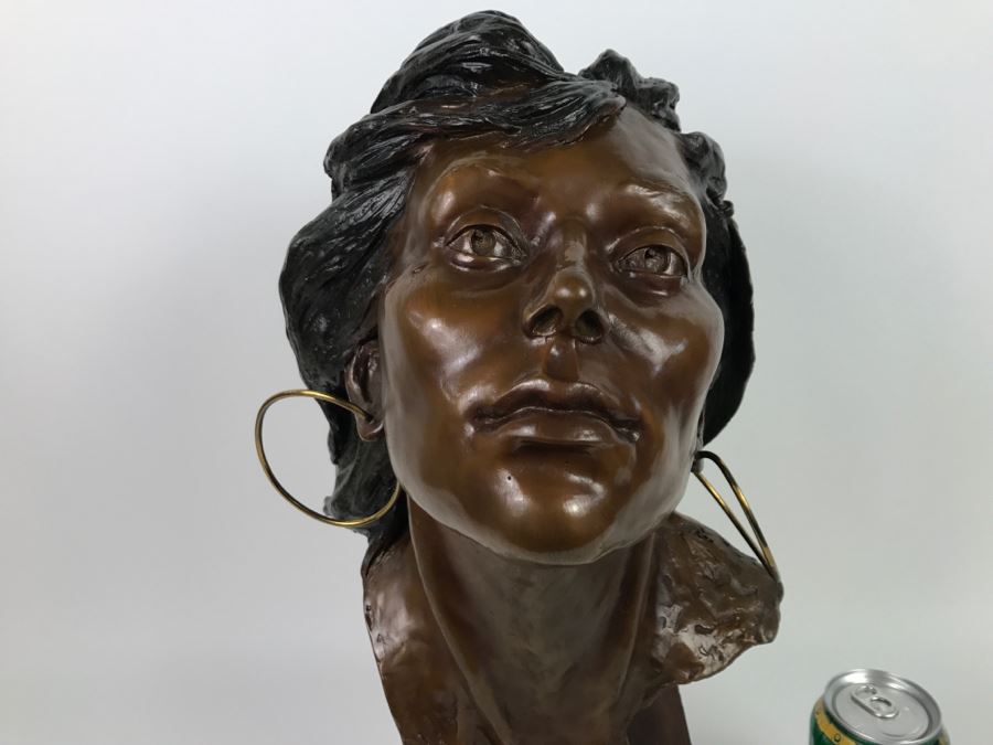 Limited Edition Bronze Bust Titled 'Trail Of Tears' Depicting Native American Woman Crying By Artist Renée 1 Of 20 Vintage 1985 [Photo 2]