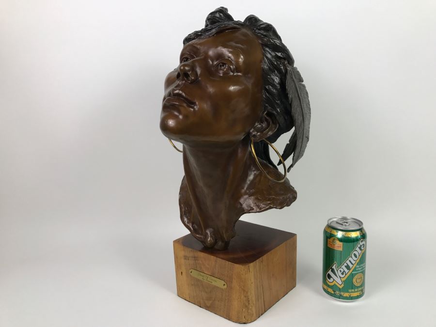 Limited Edition Bronze Bust Titled 'Trail Of Tears' Depicting Native American Woman Crying By Artist Renée 1 Of 20 Vintage 1985 [Photo 6]