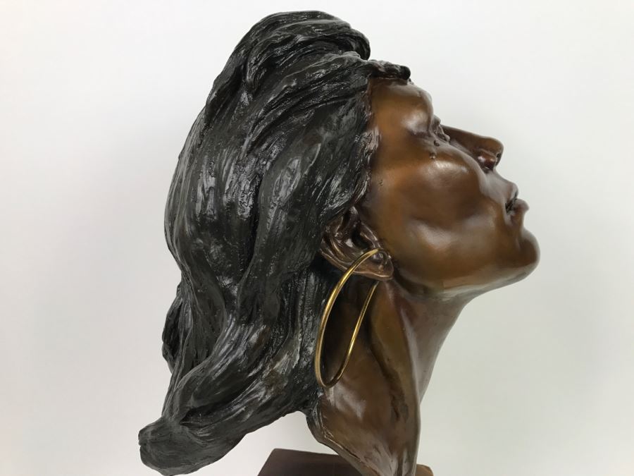 Limited Edition Bronze Bust Titled 'Trail Of Tears' Depicting Native American Woman Crying By Artist Renée 1 Of 20 Vintage 1985 [Photo 17]