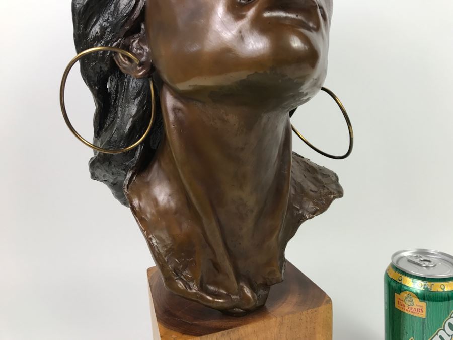 Limited Edition Bronze Bust Titled 'Trail Of Tears' Depicting Native American Woman Crying By Artist Renée 1 Of 20 Vintage 1985 [Photo 22]