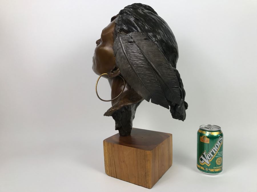 Limited Edition Bronze Bust Titled 'Trail Of Tears' Depicting Native American Woman Crying By Artist Renée 1 Of 20 Vintage 1985 [Photo 10]