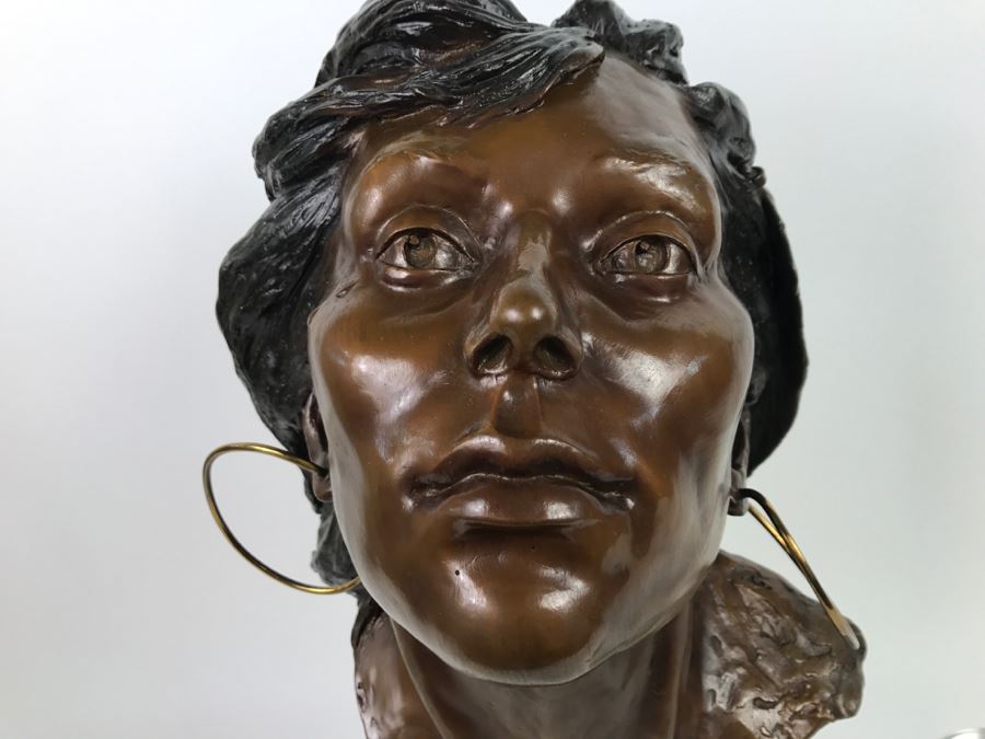 Limited Edition Bronze Bust Titled 'Trail Of Tears' Depicting Native American Woman Crying By Artist Renée 1 Of 20 Vintage 1985 [Photo 3]
