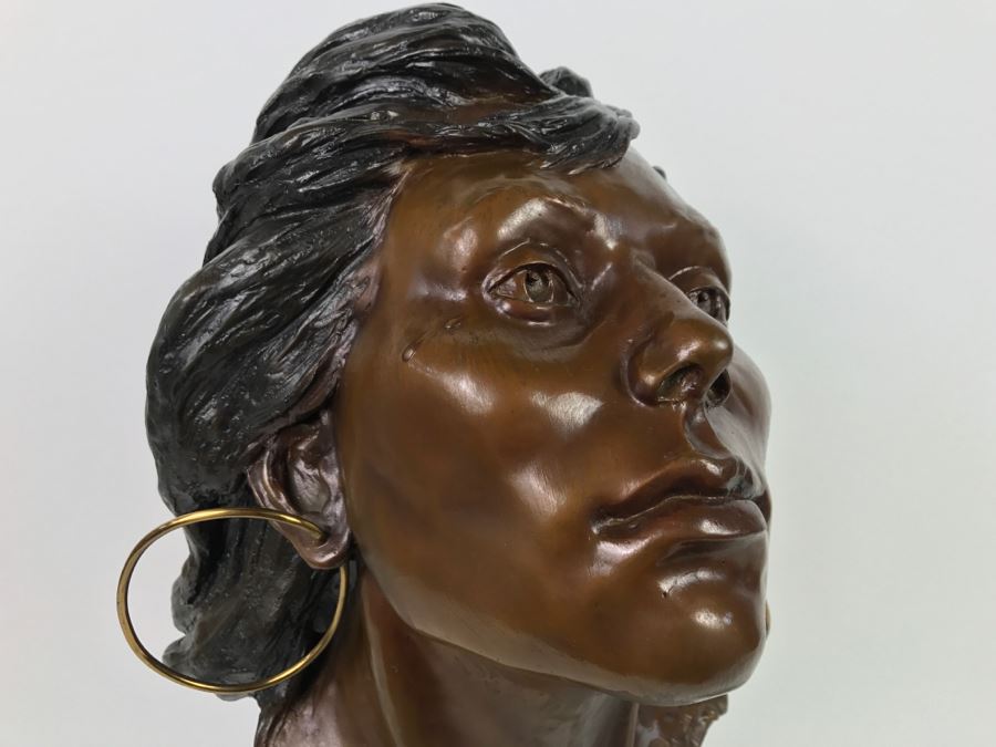 Limited Edition Bronze Bust Titled 'Trail Of Tears' Depicting Native American Woman Crying By Artist Renée 1 Of 20 Vintage 1985 [Photo 20]