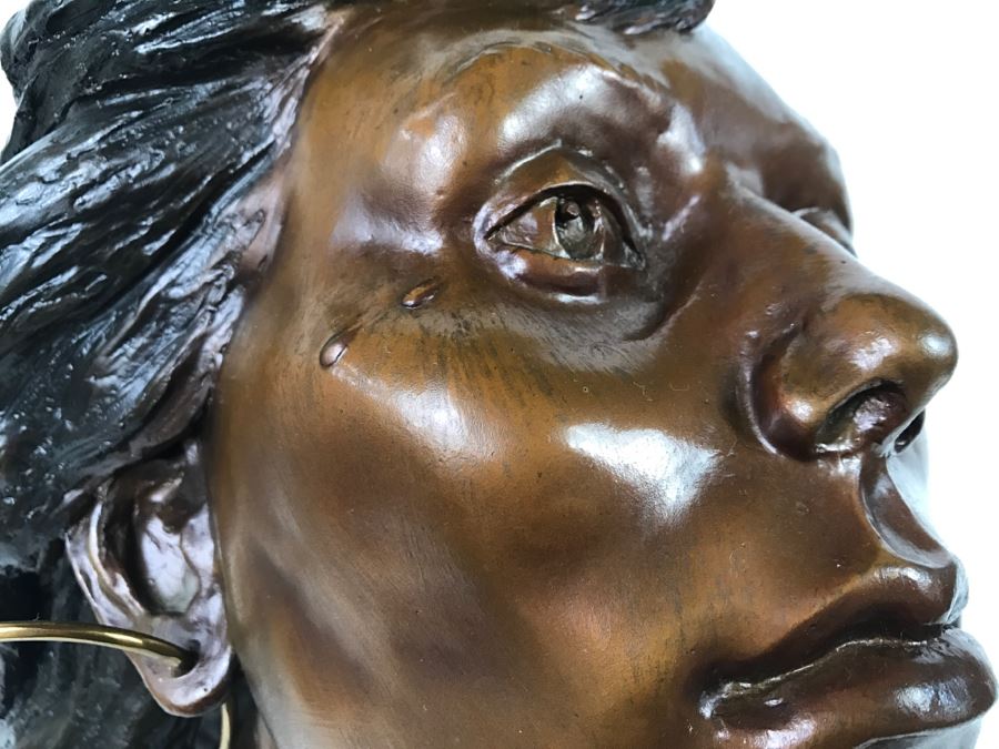 Limited Edition Bronze Bust Titled 'Trail Of Tears' Depicting Native American Woman Crying By Artist Renée 1 Of 20 Vintage 1985 [Photo 19]