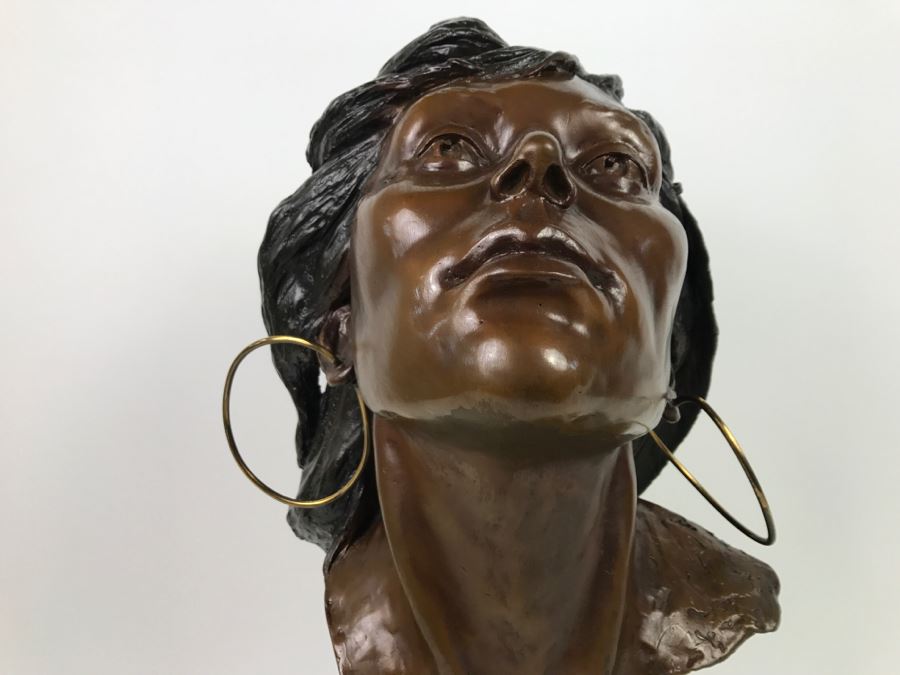 Limited Edition Bronze Bust Titled 'Trail Of Tears' Depicting Native American Woman Crying By Artist Renée 1 Of 20 Vintage 1985 [Photo 4]