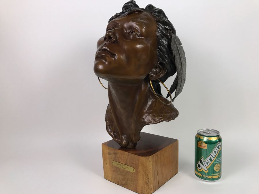 Limited Edition Bronze Bust Titled 'Trail Of Tears' Depicting Native American Woman Crying By Artist Renée 1 Of 20 Vintage 1985 [Photo 5]