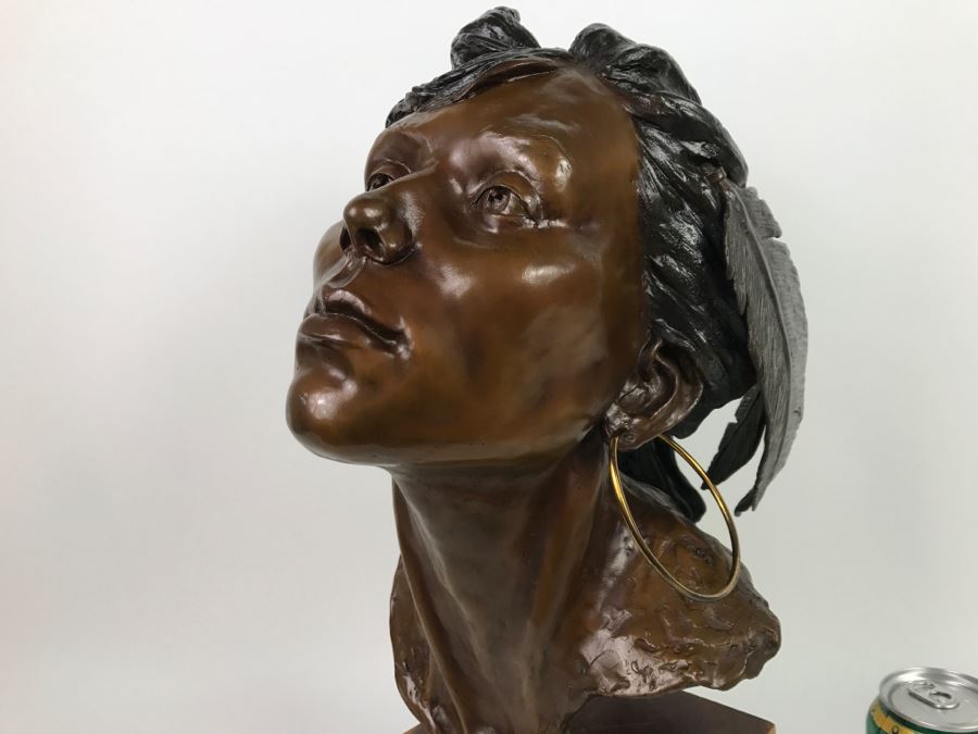 Limited Edition Bronze Bust Titled 'Trail Of Tears' Depicting Native American Woman Crying By Artist Renée 1 Of 20 Vintage 1985 [Photo 7]