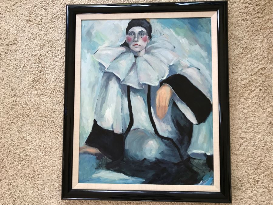 Original 1986 Oil Painting Of Clown By Artist Renée 29' X 35' [Photo 2]