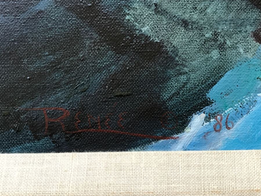 Original 1986 Oil Painting Of Clown By Artist Renée 29' X 35' [Photo 8]