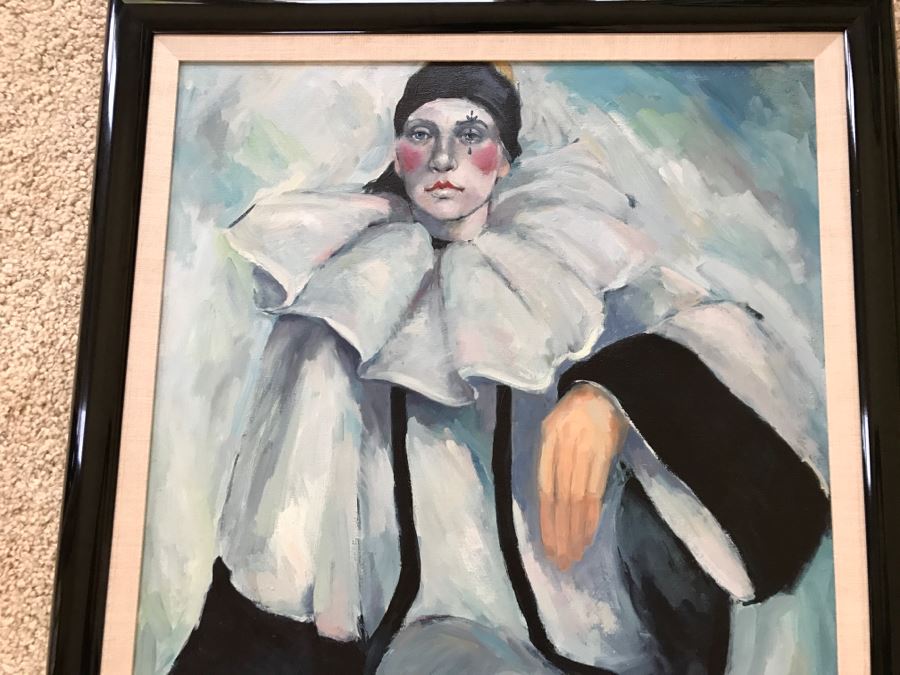 Original 1986 Oil Painting Of Clown By Artist Renée 29' X 35' [Photo 3]