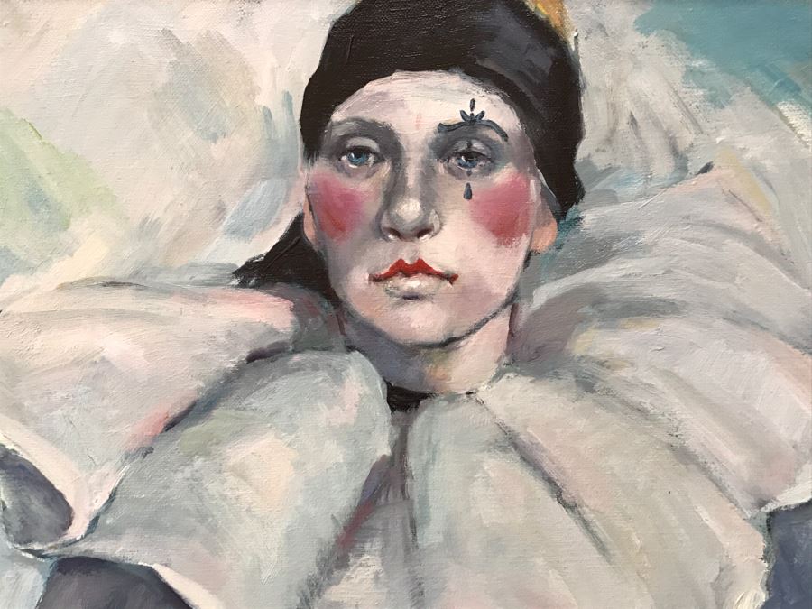 Original 1986 Oil Painting Of Clown By Artist Renée 29' X 35' [Photo 6]