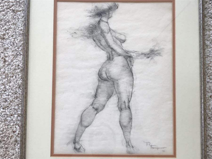 Original Charcoal Drawing Of Nude Woman By Artist Renée Thompson (Renée Shared A Studio In Los Angeles With Max Turner) [Photo 1]