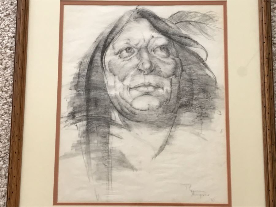 Original Charcoal Drawing Titled 'Wisdom Warrior' By Artist Renée Thompson (Renée Shared A Studio In Los Angeles With Max Turner) [Photo 1]
