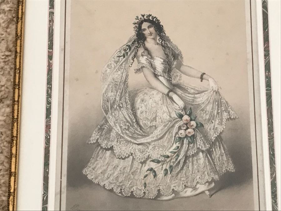 Framed Lithograph Of Lady In Wedding Dress By J. Brandard M & N Hanhart 13' X 17' [Photo 2]