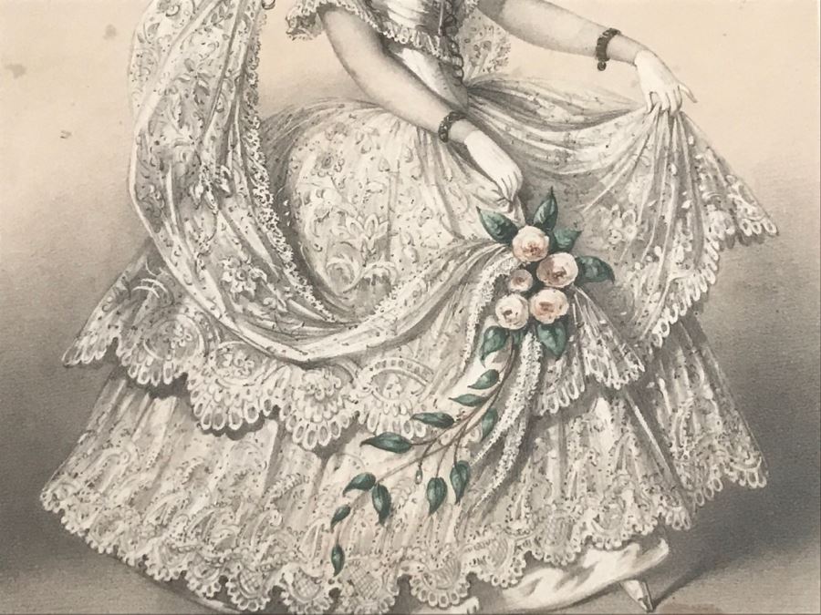 Framed Lithograph Of Lady In Wedding Dress By J. Brandard M & N Hanhart 13' X 17' [Photo 5]