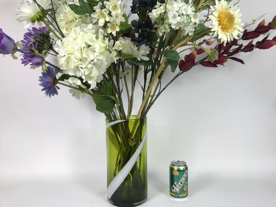 Artificial Floral Arrangement With Glass Vase [Photo 1]