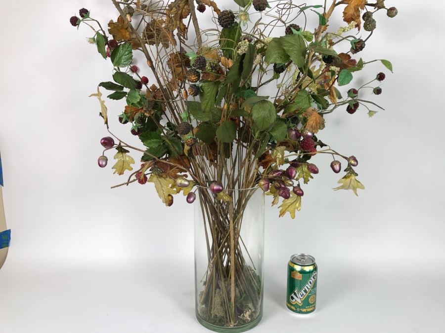 Artificial Floral Arrangement With Glass Vase [Photo 1]