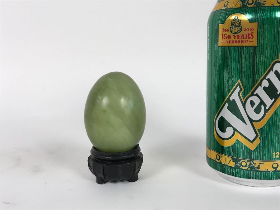 Polished Jade Stone Egg With Stand