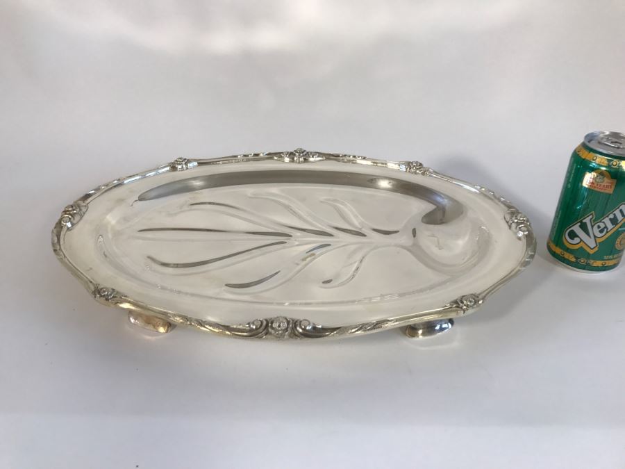 Rogers Glenrose Silverplate Footed Meat Platter