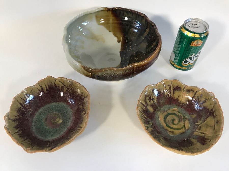 (3) Signed Pottery Bowls