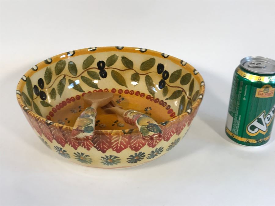 Italian Salad Bowl With Fork And Spoon Talica Ars Positano [Photo 3]