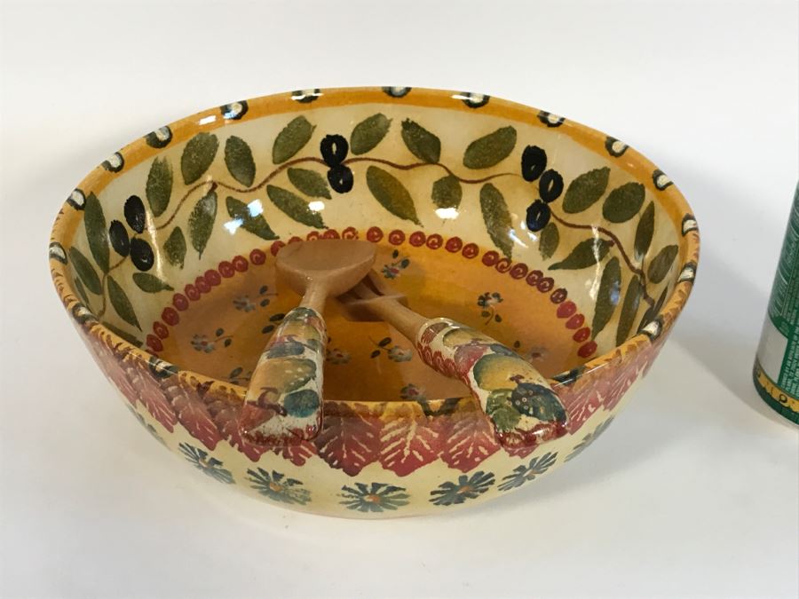 Italian Salad Bowl With Fork And Spoon Talica Ars Positano [Photo 2]