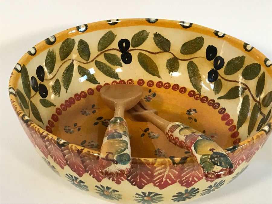 Italian Salad Bowl With Fork And Spoon Talica Ars Positano