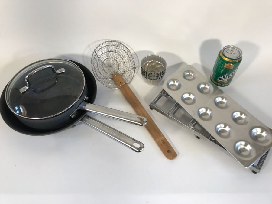 Kitchen Lot With Utensils, Cookware And Ravioli Maker
