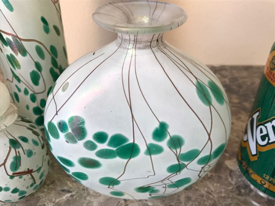 Collection Of (4) Phoenician Glass Art Glass Malta Includes Vases And Bottles With Stoppers [Photo 3]