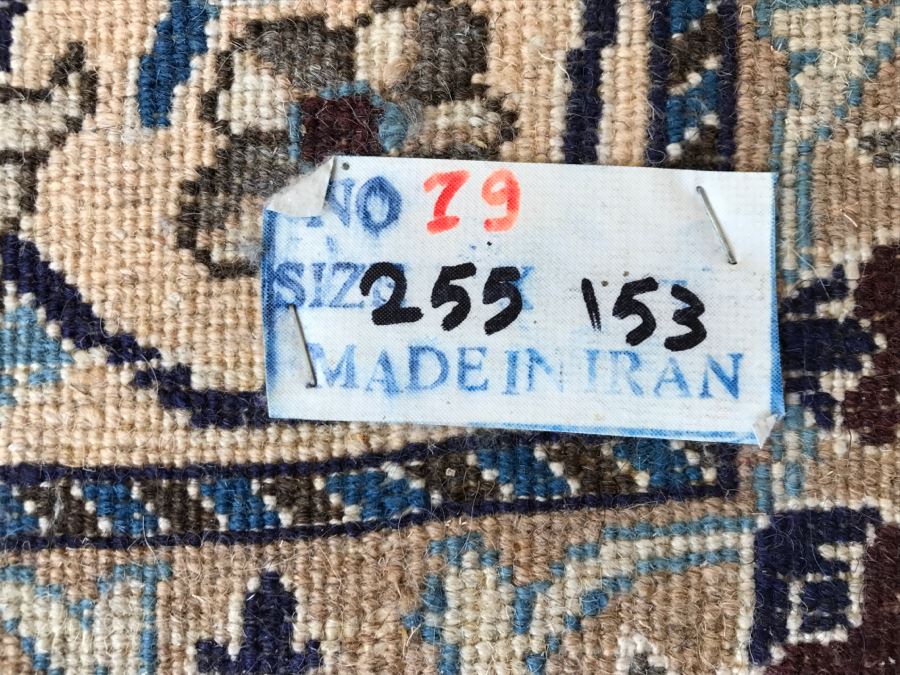 Hand Knotted Persian Wool Area Rug Made In Iran Blue Light Brown Cream 8' 6' X 5' 1' [Photo 11]