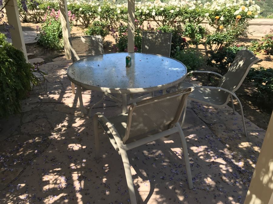 Outdoor Aluminum Patio Furniture Round Table With (4) Chairs [Photo 3]