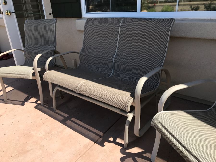 Outdoor Aluminum Furniture Glider Rocker Bench And Pair Of Chairs [Photo 2]