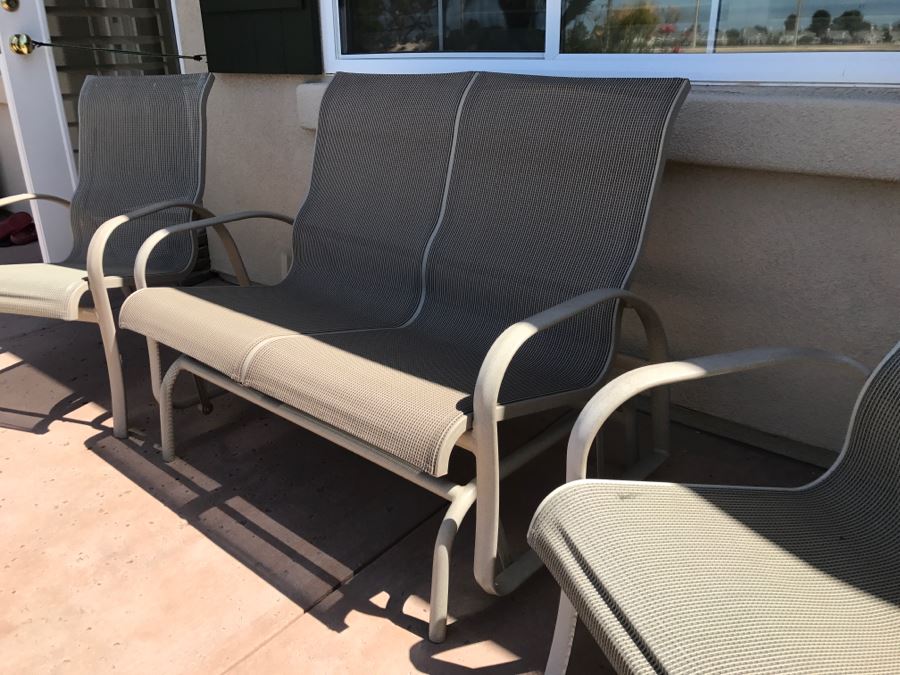 Outdoor Aluminum Furniture Glider Rocker Bench And Pair Of Chairs [Photo 4]