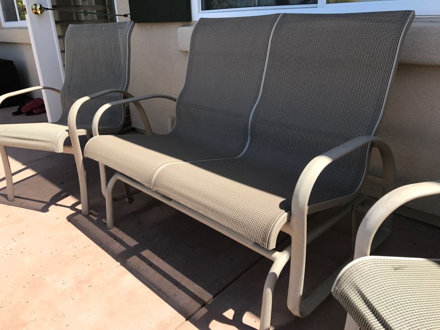 Outdoor Aluminum Furniture Glider Rocker Bench And Pair Of Chairs [Photo 6]