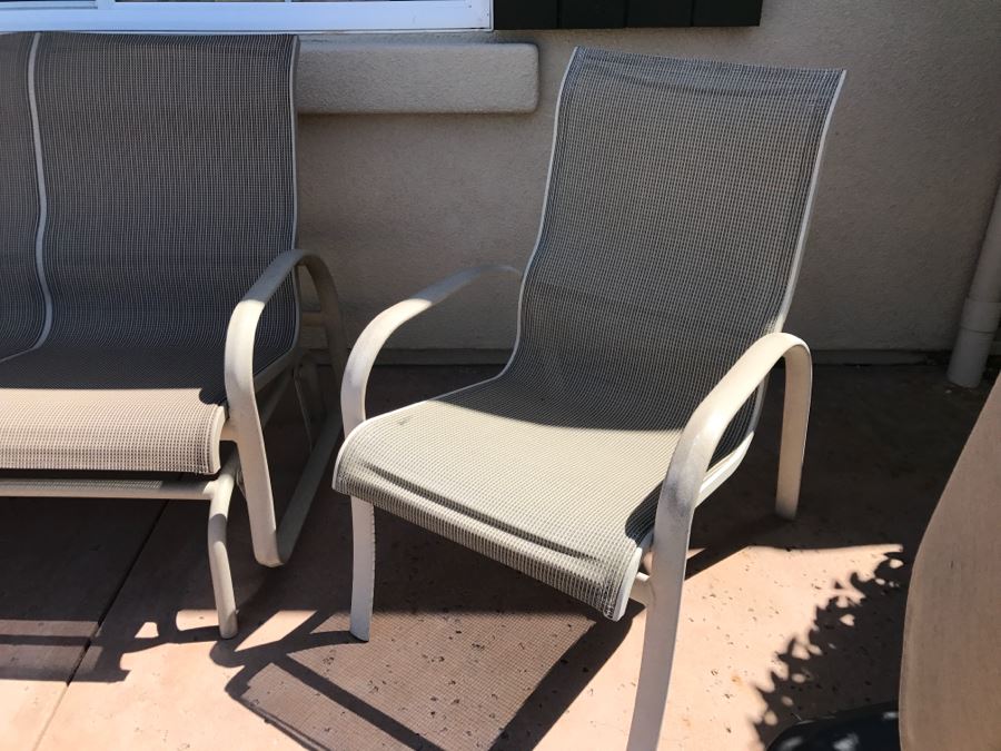 Outdoor Aluminum Furniture Glider Rocker Bench And Pair Of Chairs [Photo 5]